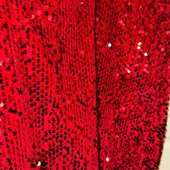 Zara Red Asymmetrical Sequin Dress Size Small - Picture 6 of 13